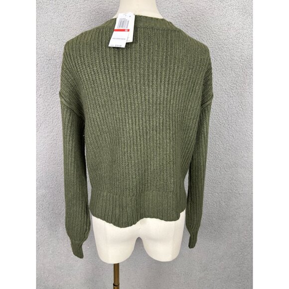 Hippie Rose Juniors' V-Neck Ribbed Knit Pullover Sweater Camo Green XS NWT's - Picture 5 of 8